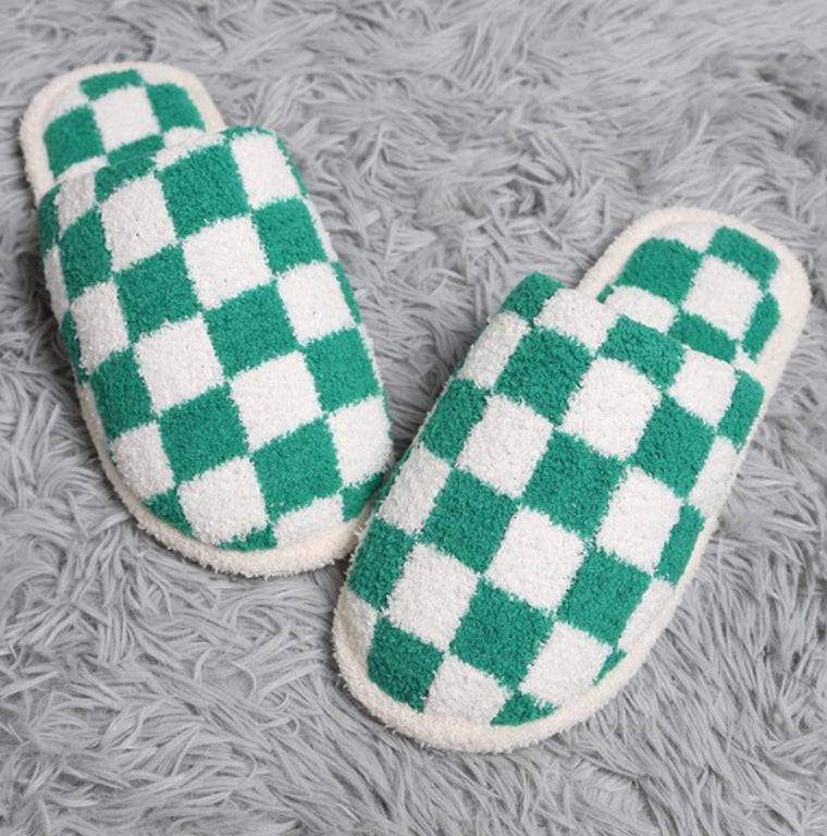 CHECKERED SLIPPERS-GREEN