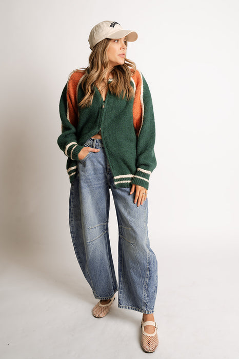 GO GETTER CARDIGAN-DEEP GREEN