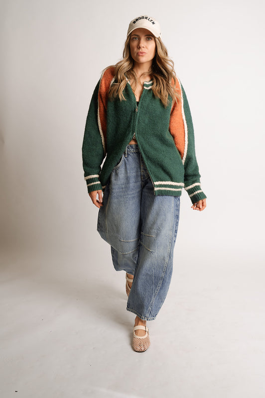 GO GETTER CARDIGAN-DEEP GREEN