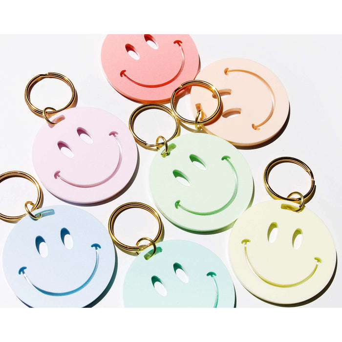 SMILE FACE KEYCHAIN-CORAL-FINAL SALE