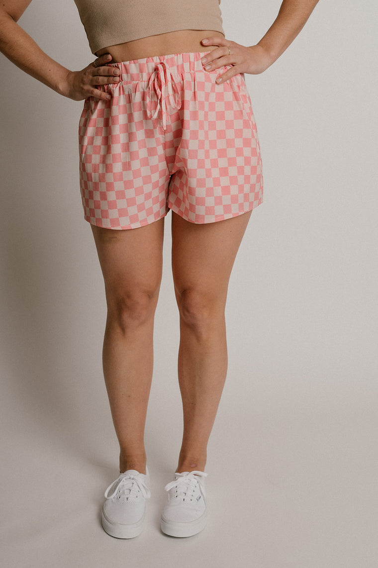 ALL CHECKS OUT SHORTS-PINK-FINAL SALE (SMALL)